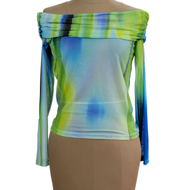 Blusa Malla Escote Bandeja Verde Azul