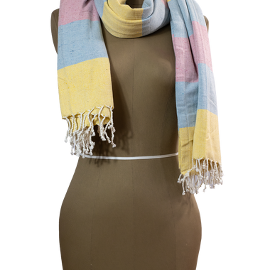 Poncho Tejido Blanco Tricolor