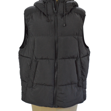 CHALECO ACOLCHADO NEGRO CON CAPOTA TALLA M