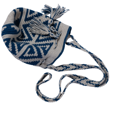 Mini Mochila Tejida Azúl Beige