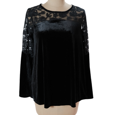 Blusa Negro Terciopelo Encaje