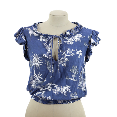 Blusa Flores Azul Oscuro