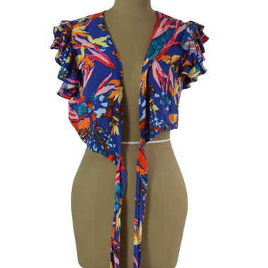 Blusa Azúl Rey Ligero Estampado Flores