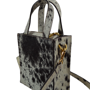 Bolso de cuero manchas cafe pequeño