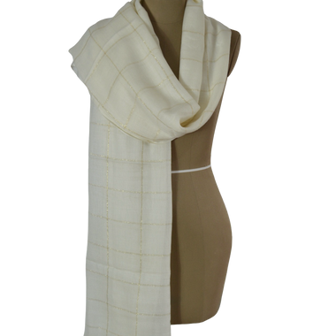 Pashmina Beige Cuadros Dorados
