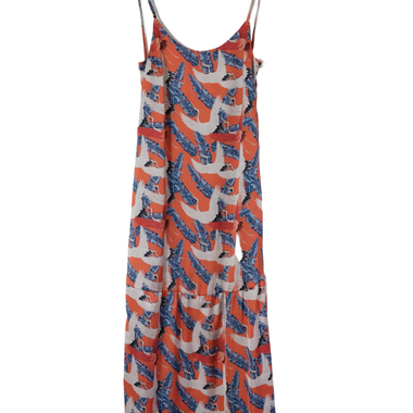 Vestido Largo Estampado Naranja Morado