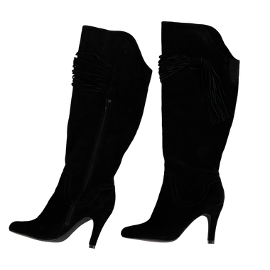 Botas Largas Gamuza Negro con Flecos