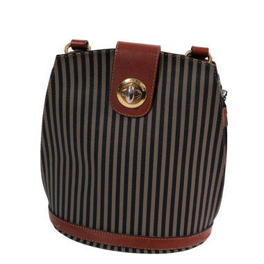 Bolso Mediano Boots Rayas Café /Negro