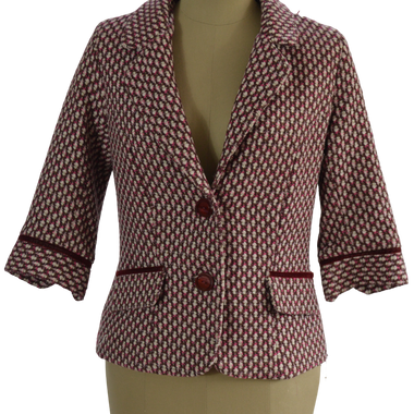 Blazer Tweed Vinotinto Blanco Rosado