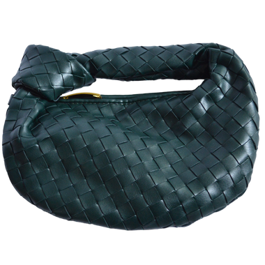 Bolso De Mano Verde Trenzado con Nudo