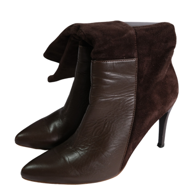 Botas Altas Café Cuerina Gamuza