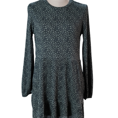 Vestido Corto Negro Verde Oliva Manga Larga