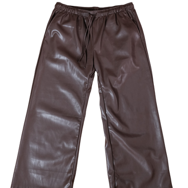 Pantalón Café Cuerina Bota Ancha