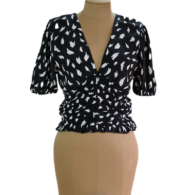 Blusa Negra Estampado Blanco
