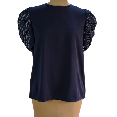 Blusa Azul Tul En Mangas