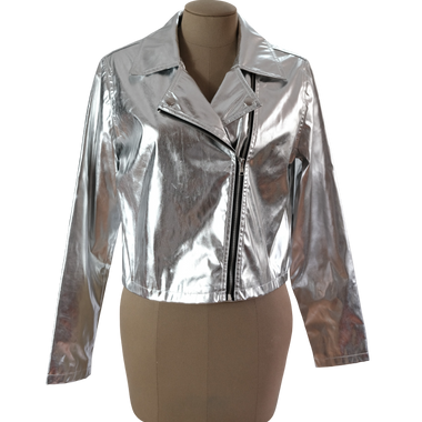 Chaqueta Cuerina Plateada Talla L