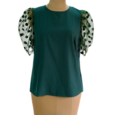 Blusa Verde Con Mangas Tul