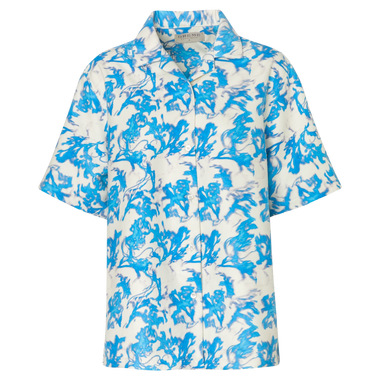 Camisa Azul con Blanco Manga Corta