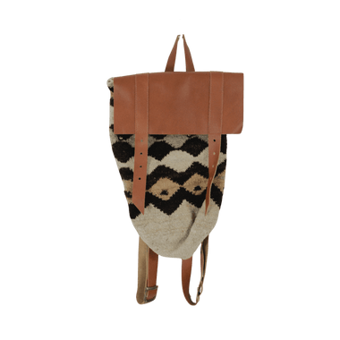 Bolso Tejido Artesanal y Cuero Café