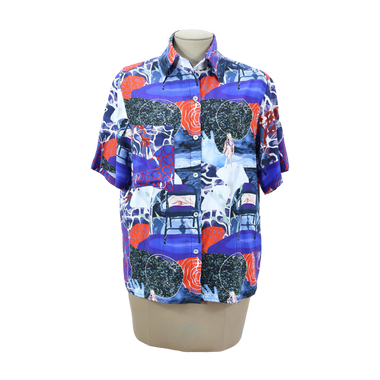 Camisa Estampada Rojo Azul