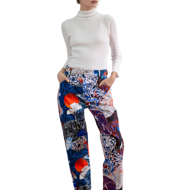 Pantalón estampado Negro Azul