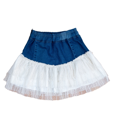 Falda Jean Encaje Azul Oscuro Beige