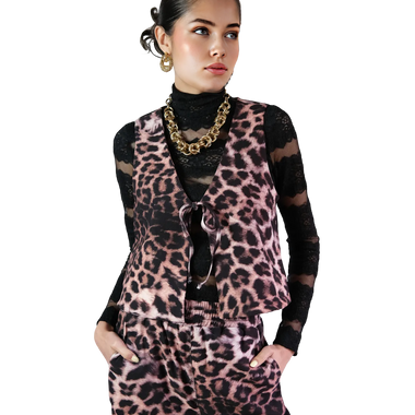 Chaleco Animal Print Café Oscuro