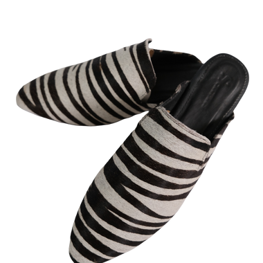 Suecos Cuero Cebra Blanco Negro