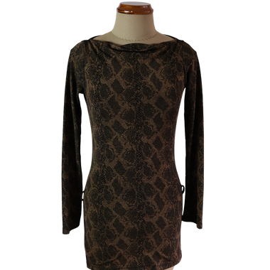 Vestido Corto Manga Larga Negro Dorado