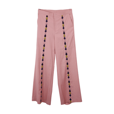 Pantalón Ancho Bordado Rosado