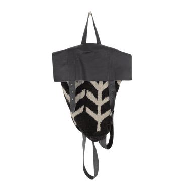 Bolso Tejido Artesanal Y Cuero Negro