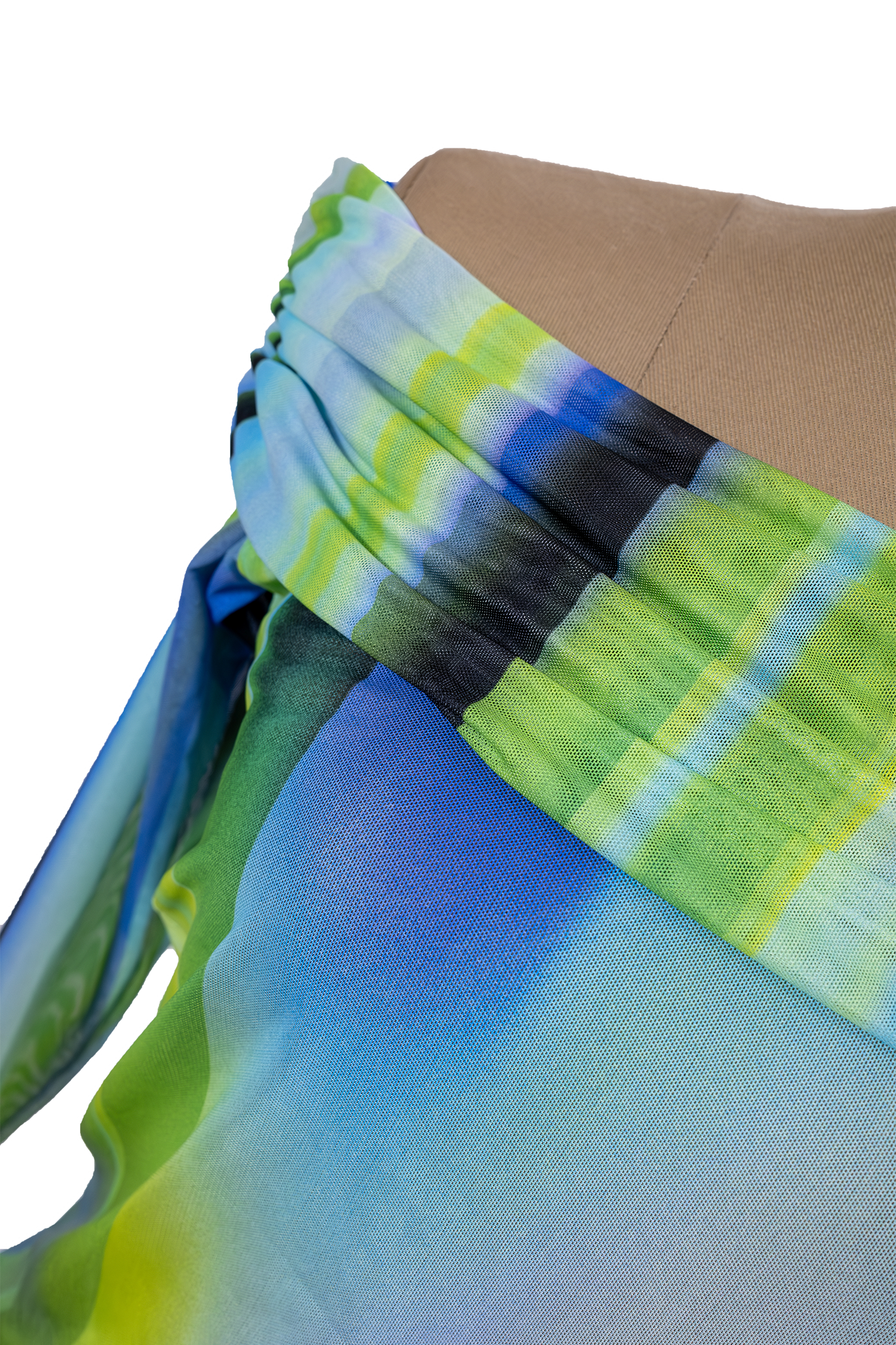 Blusa Malla Escote Bandeja Verde Azul