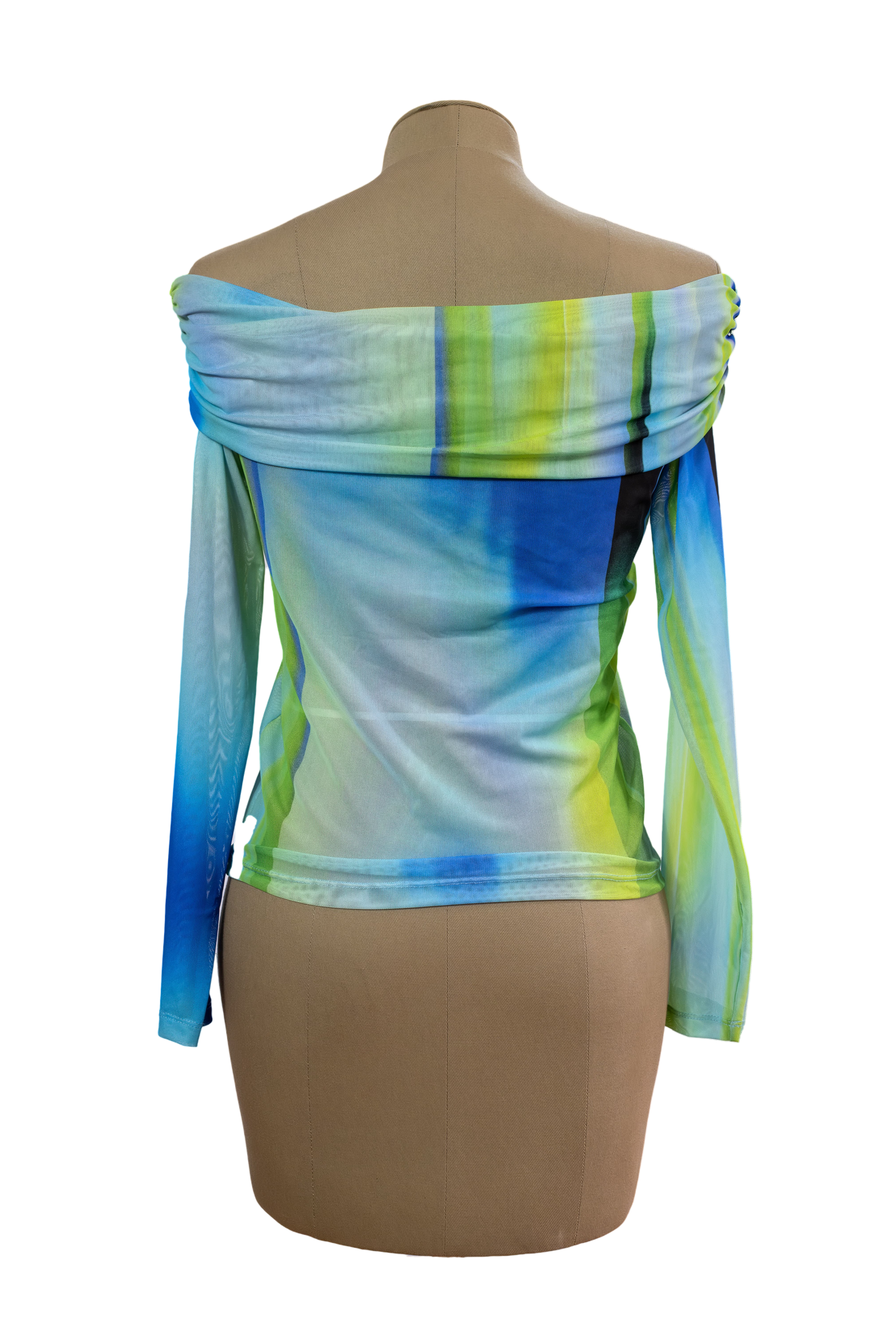 Blusa Malla Escote Bandeja Verde Azul