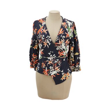 Blusa Flores Negra Naranja Talla S