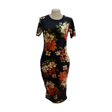 Vestido Negro Flores Talla S