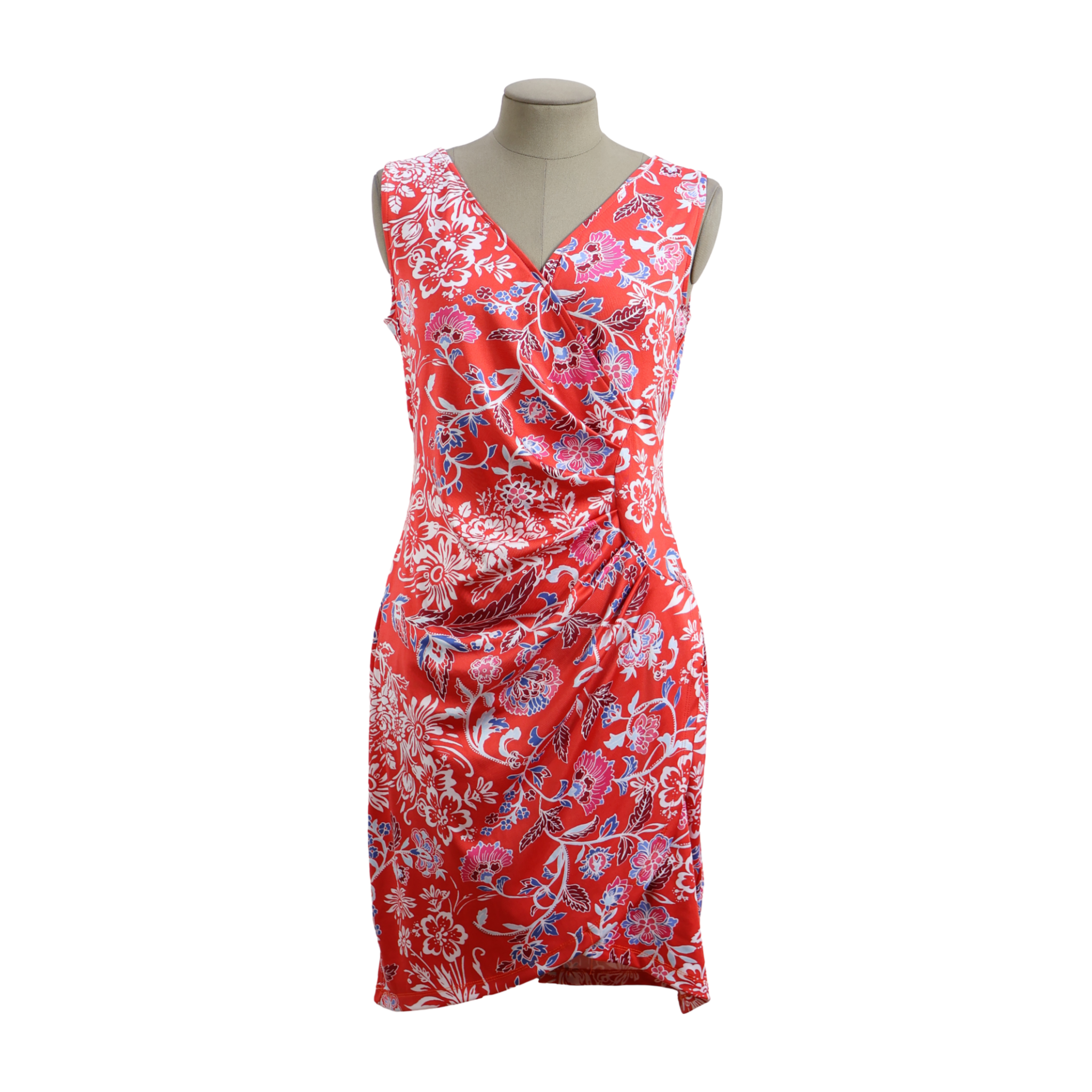 Vestido Rojo Flores Talla M