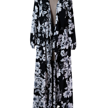 Vestido Negro Blanco Largo Estampado