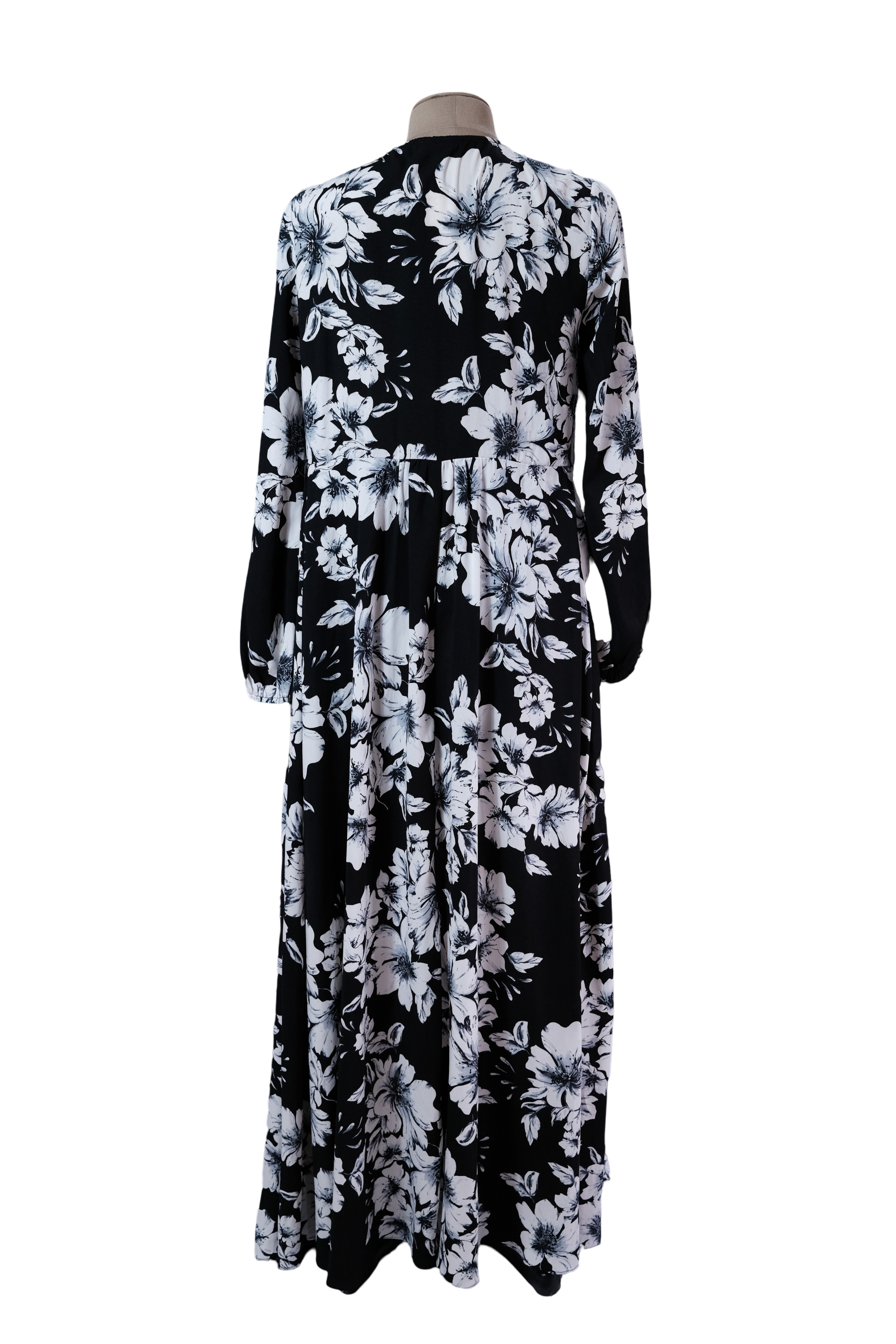 Vestido Negro Blanco Largo Estampado