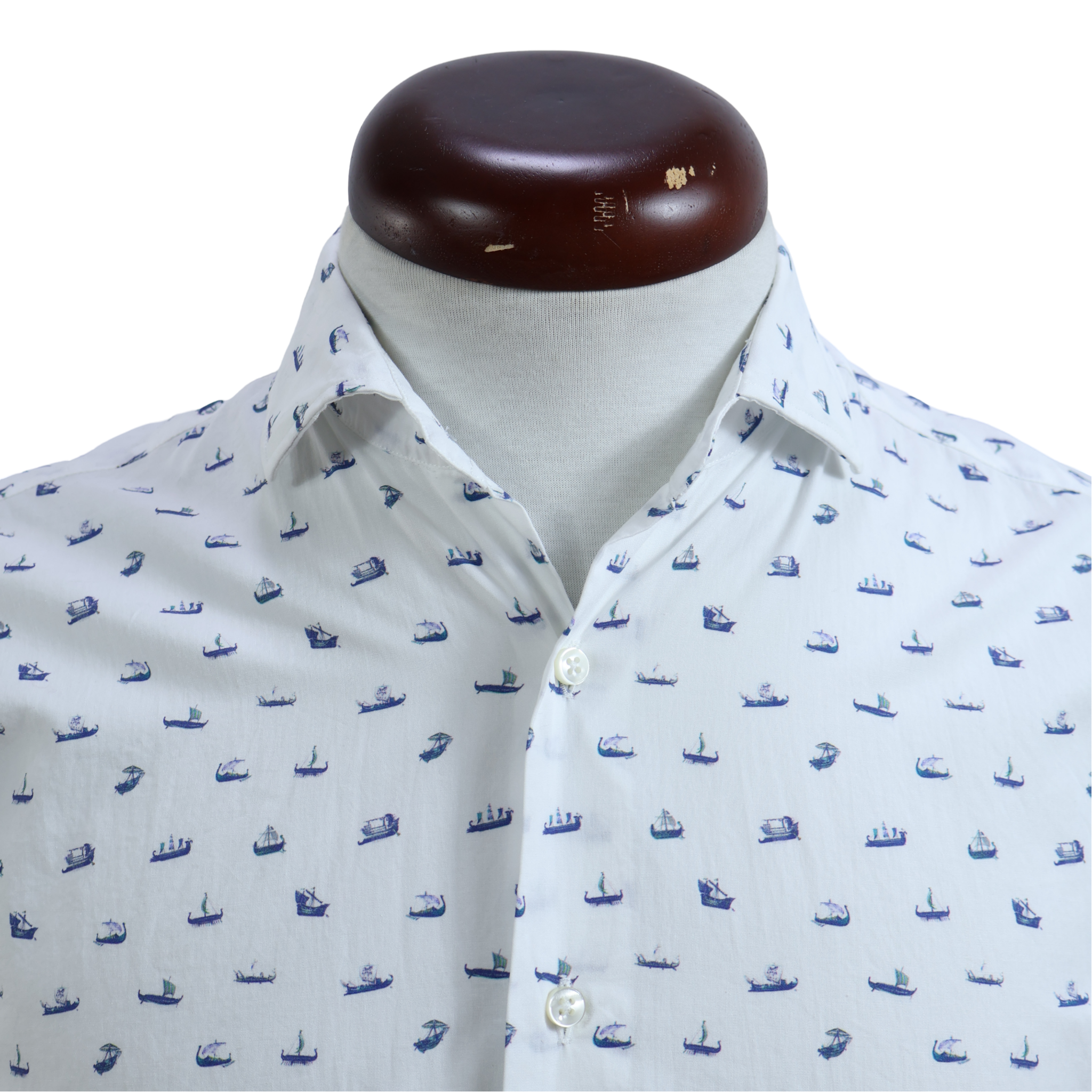 Camisa Blanca Azul Talla M