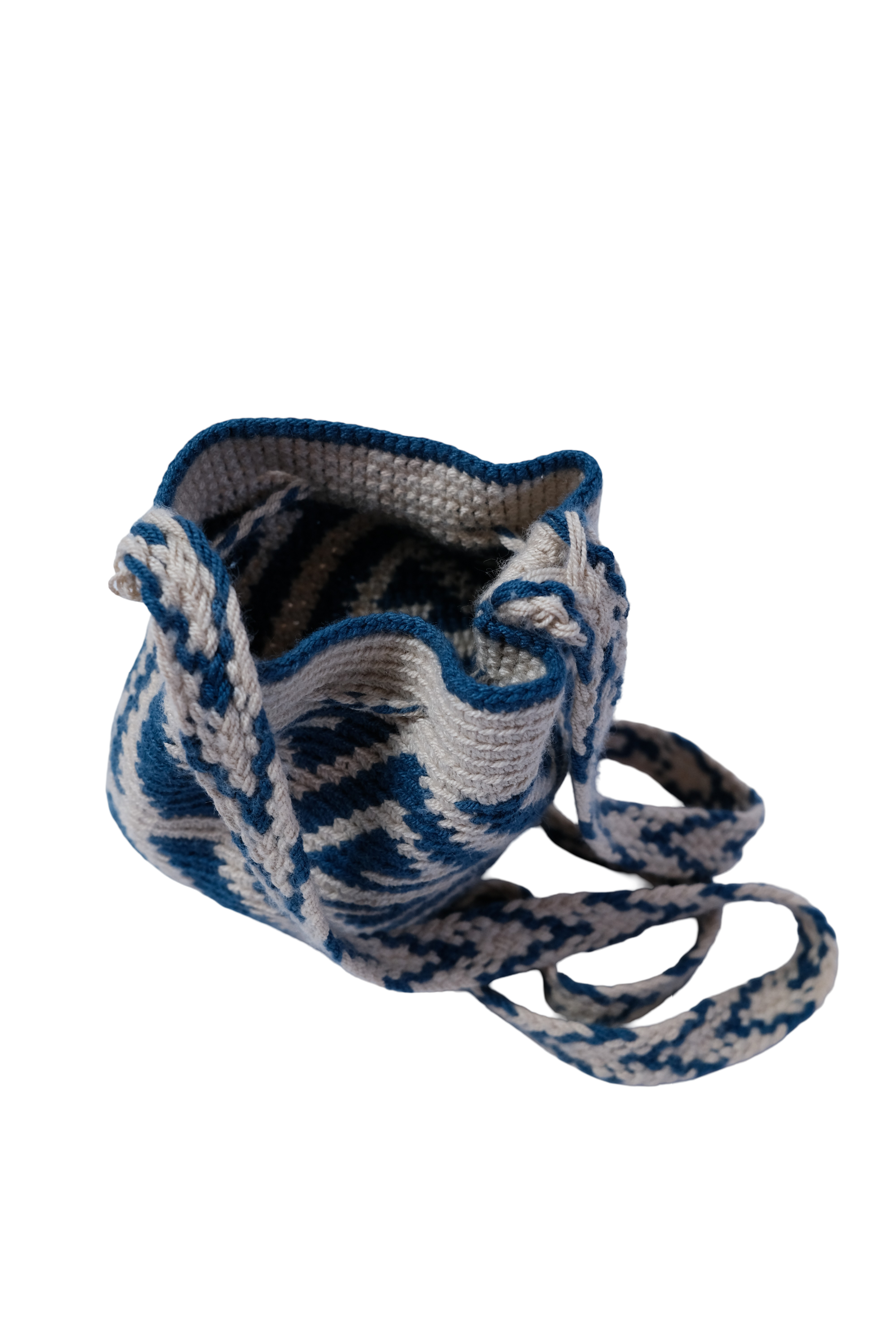 Mini Mochila Tejida Azúl Beige