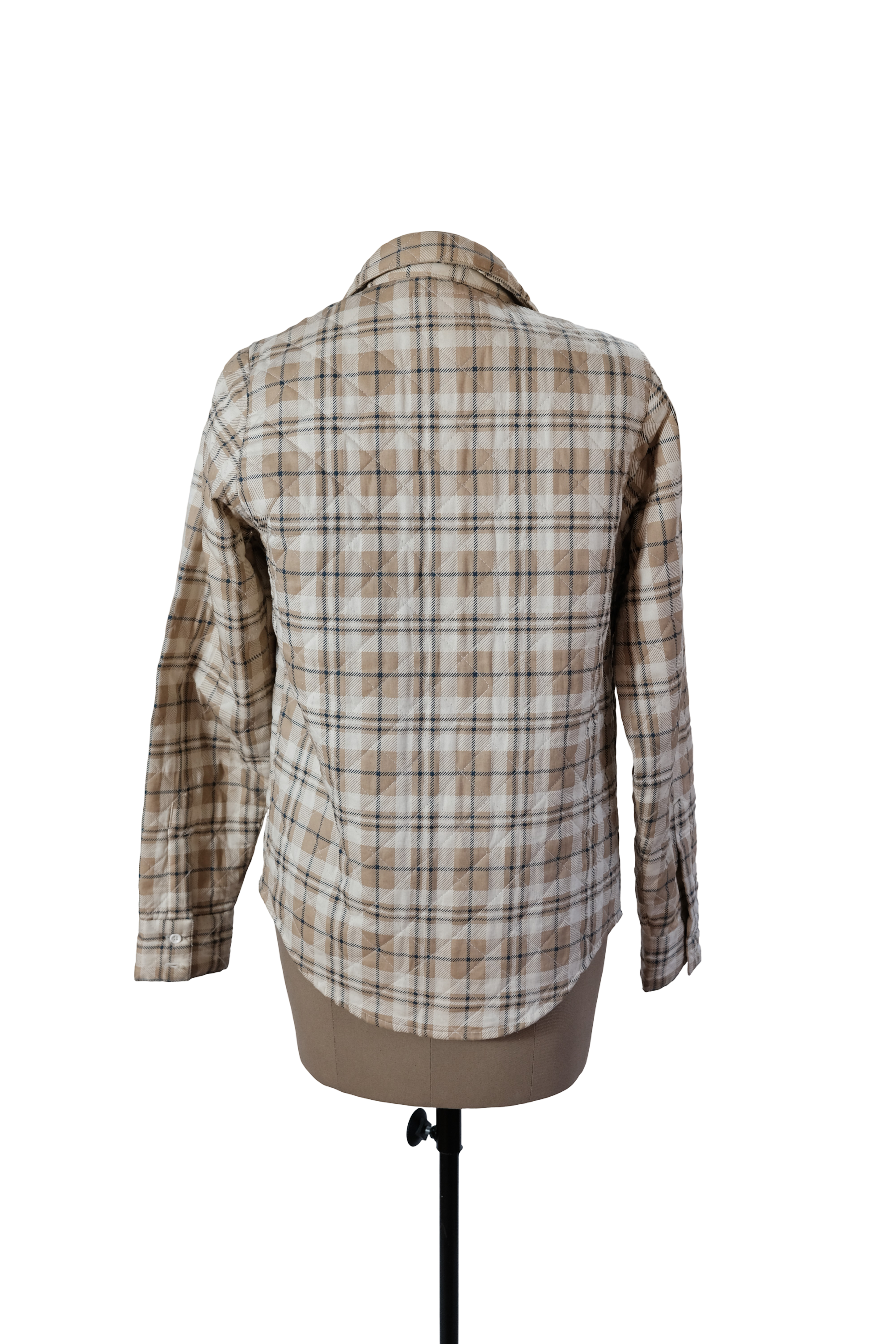 Chaqueta Acolchada Beige Azúl Cuadros
