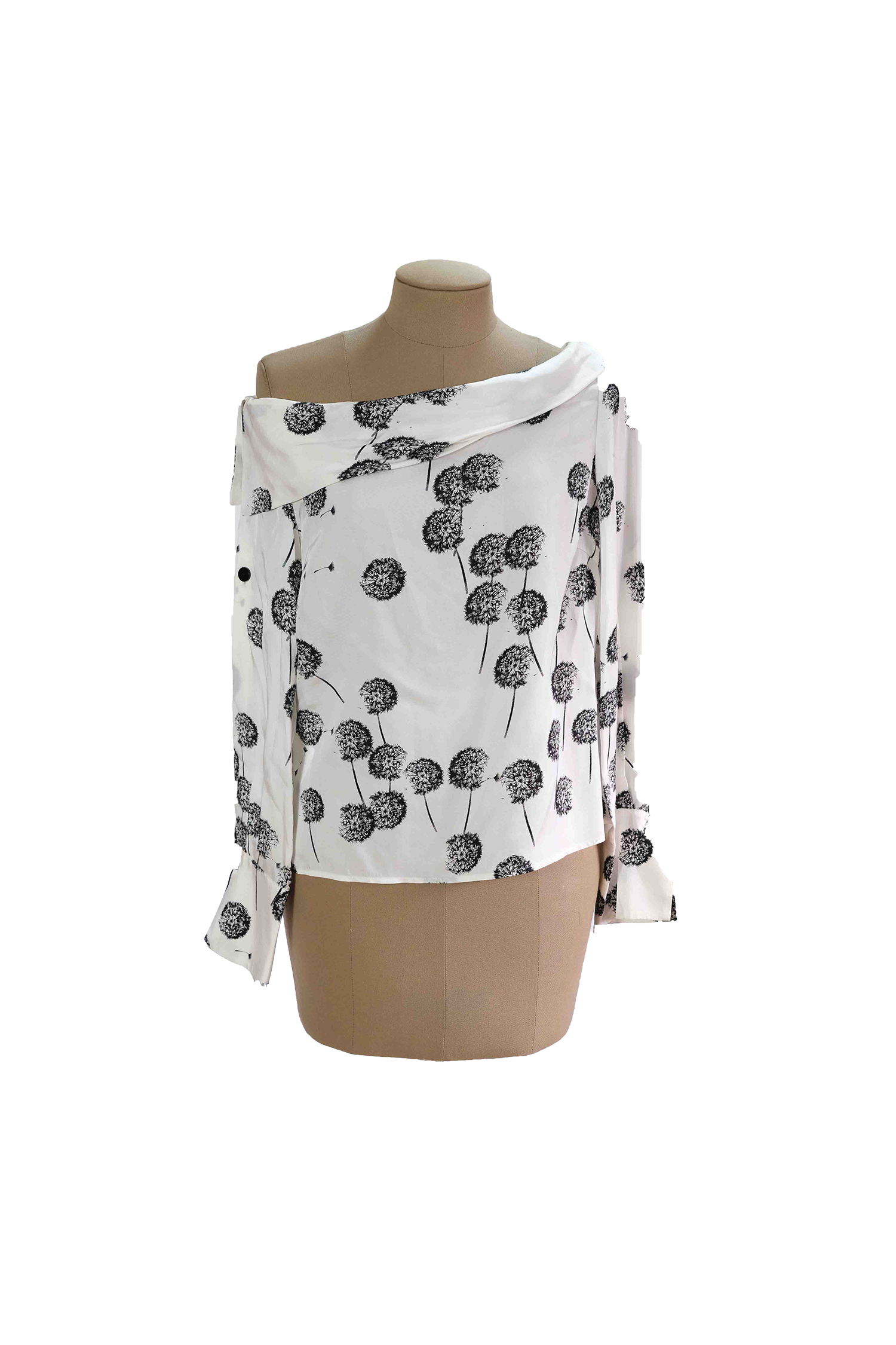 Blusa Escote Bandeja Blanco Negro