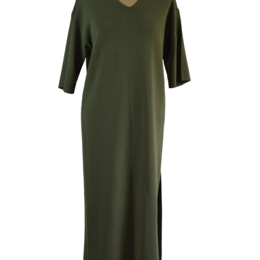 Vestido Tejido Largo Verde Oliva