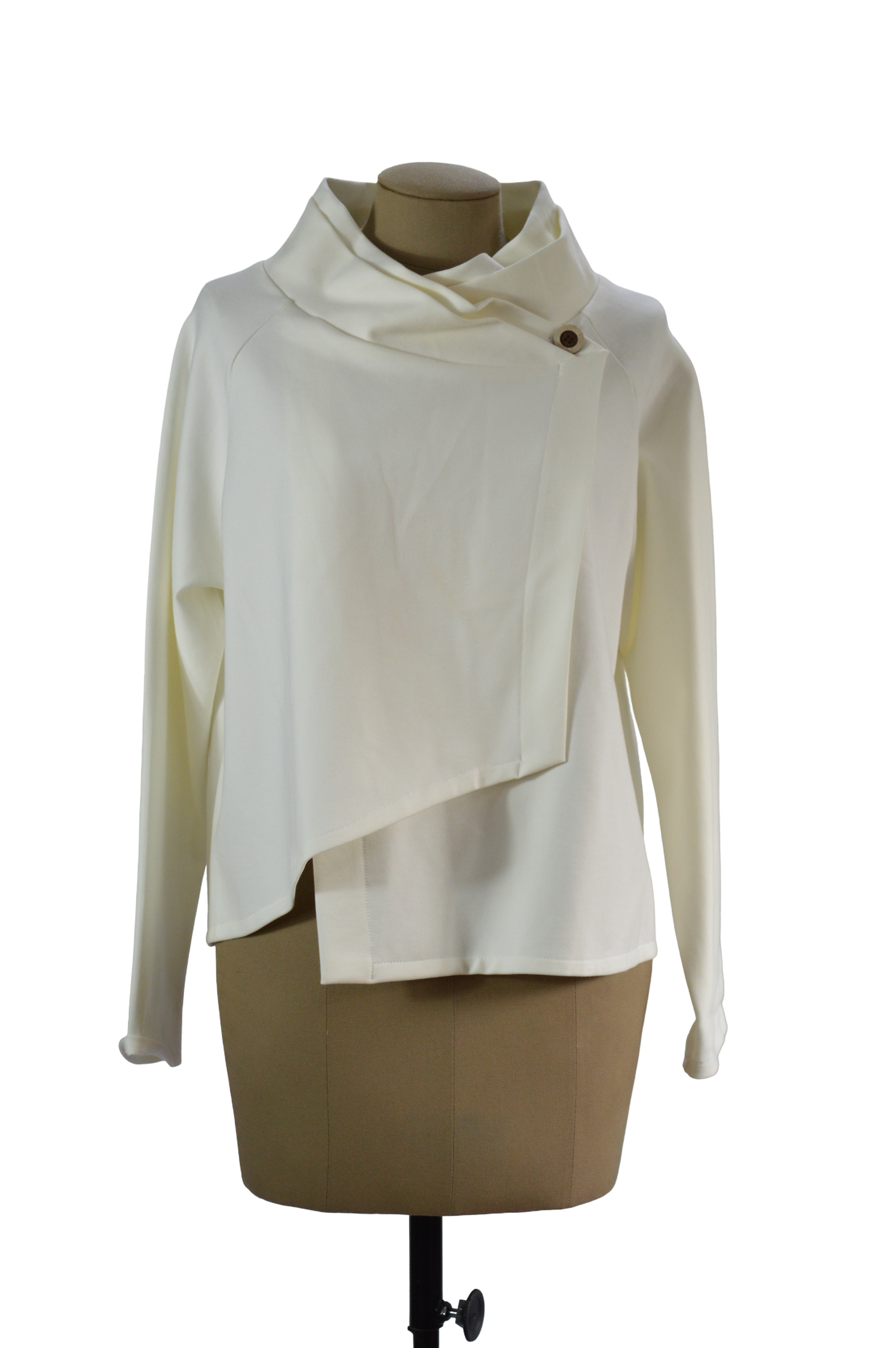 Chaqueta Tejida Blanco Hueso Cuello Cruzado