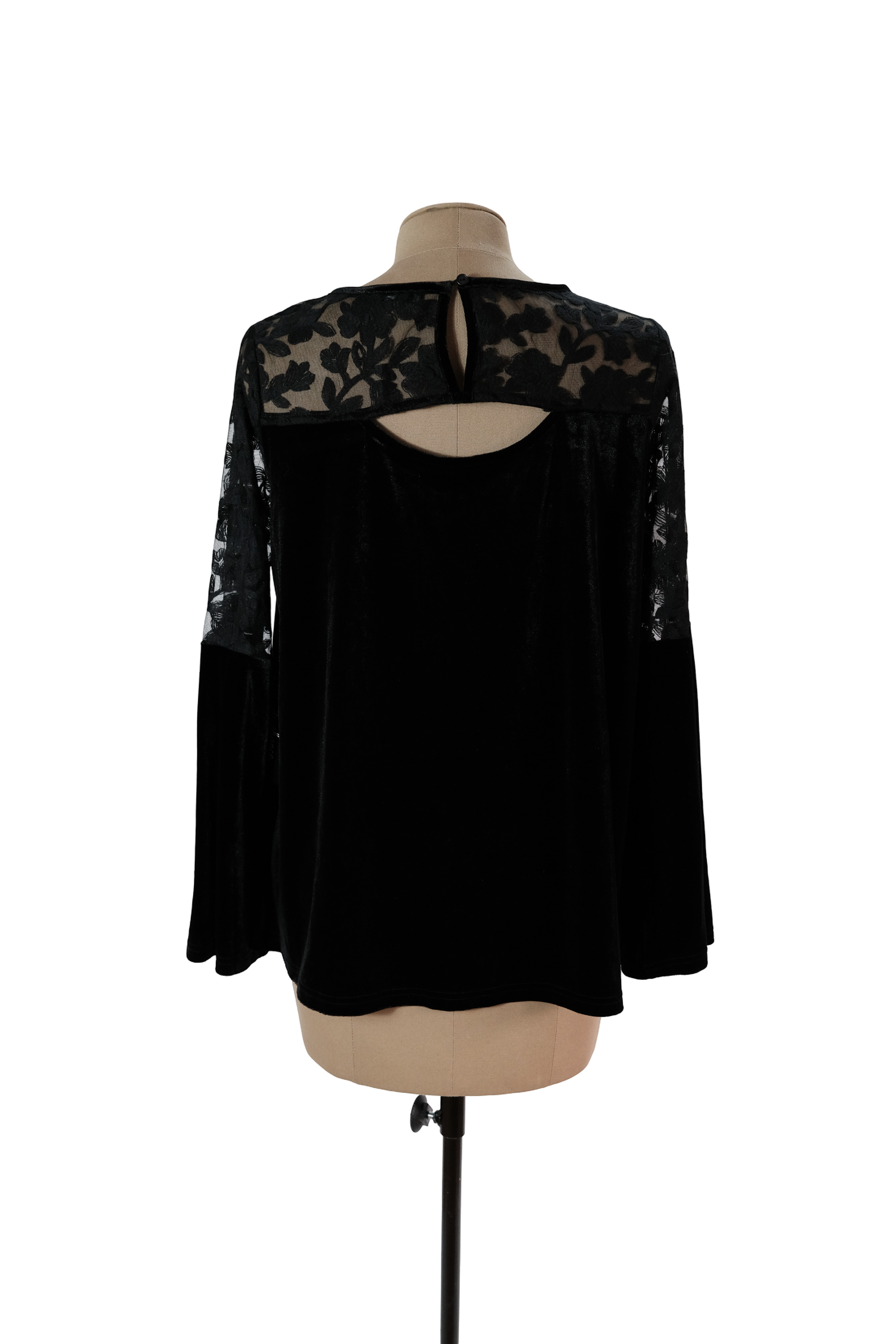 Blusa Negro Terciopelo Encaje
