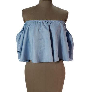 Blusa Azúl Cuello Bandeja