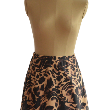 Falda Corta Malla Café Animal Print Talla M