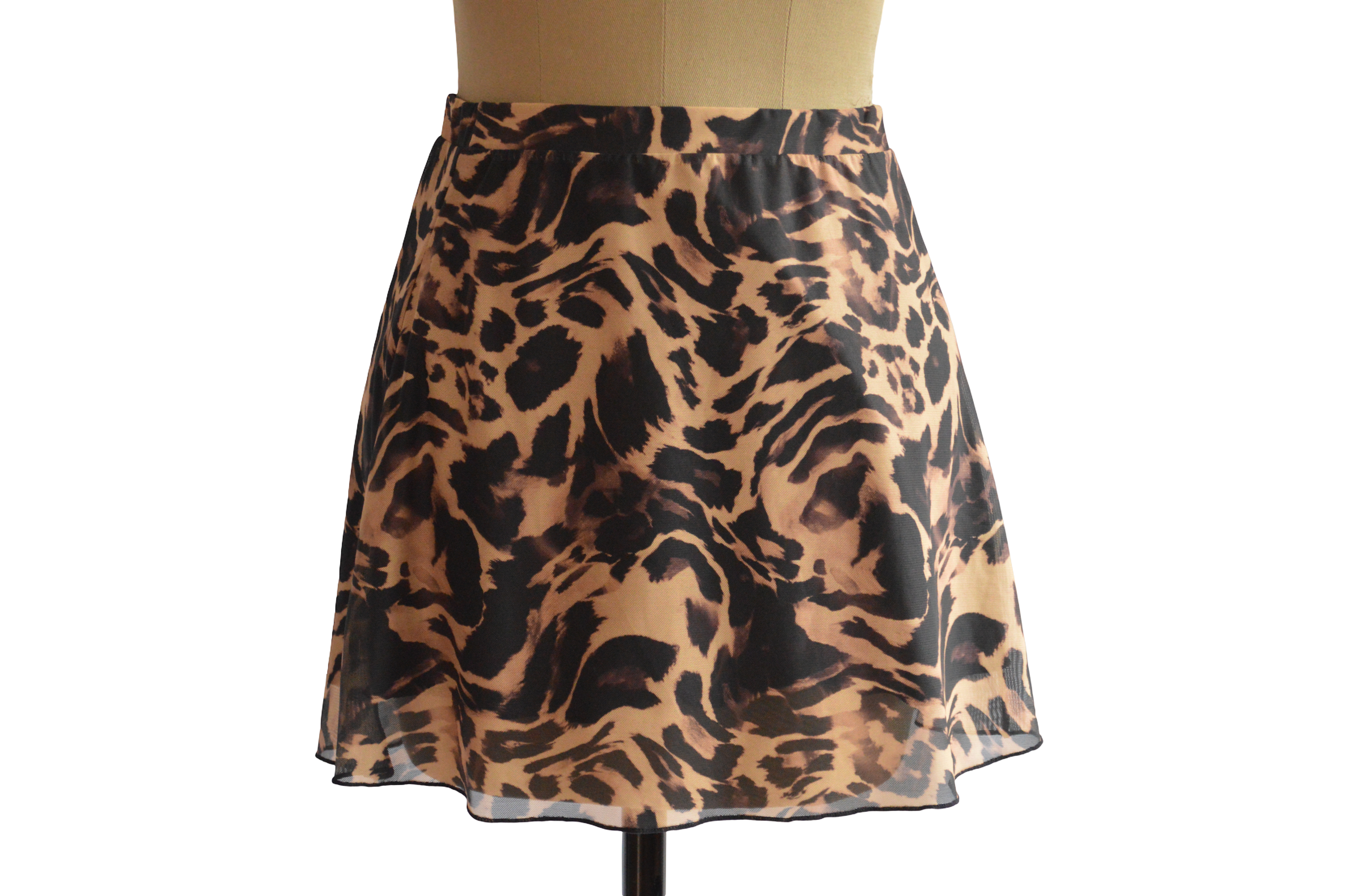 Falda Corta Malla Café Animal Print Talla M