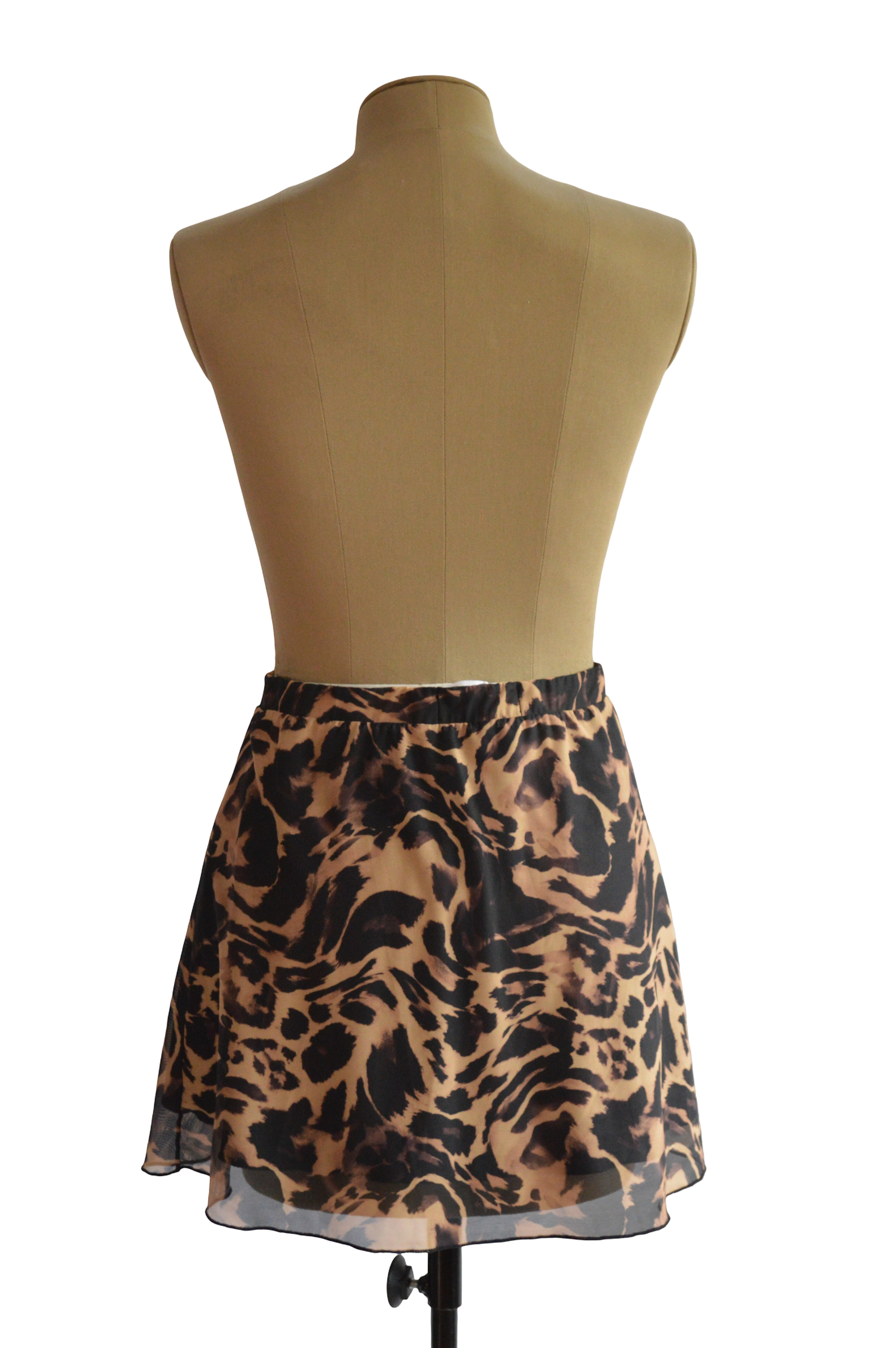 Falda Corta Malla Café Animal Print Talla M