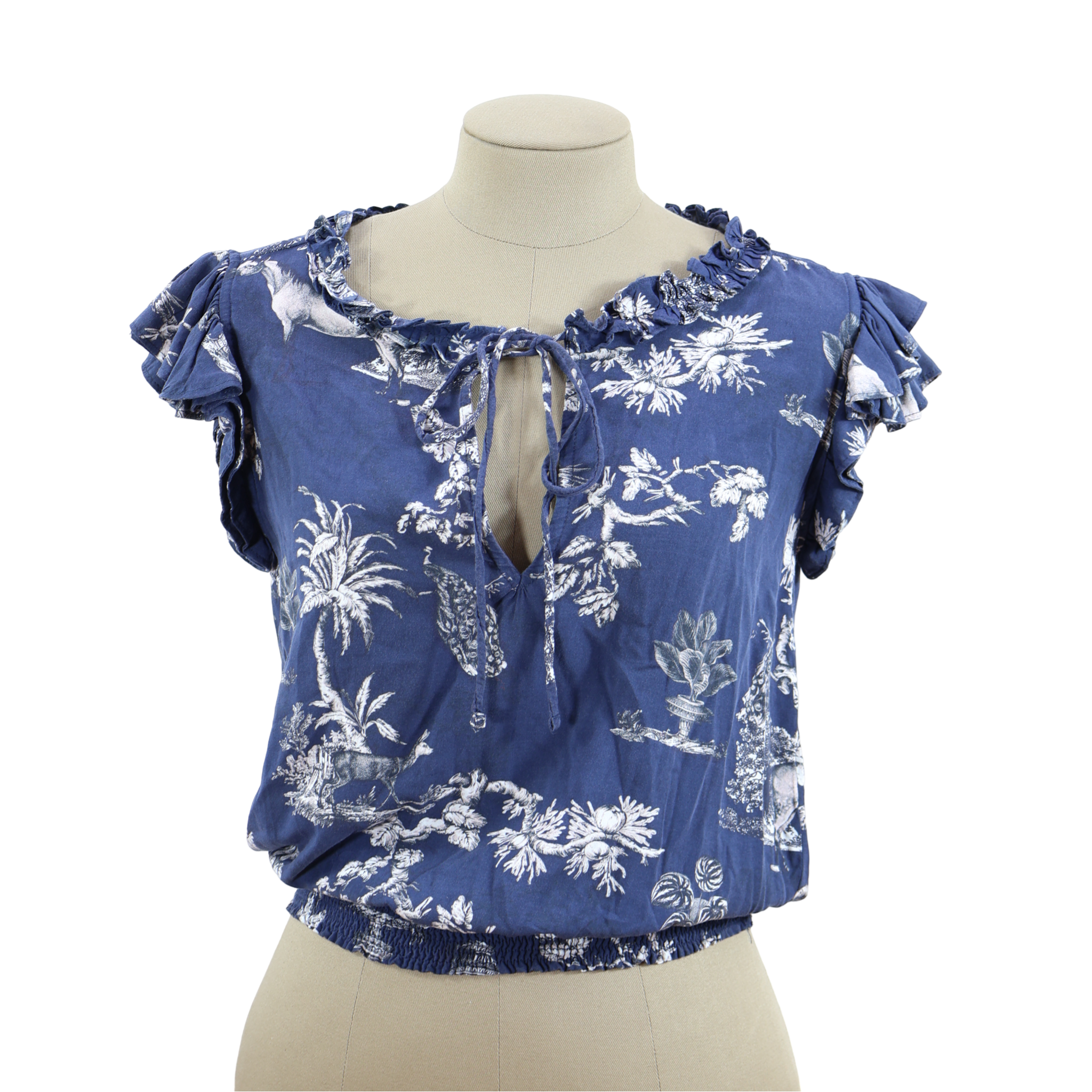 Blusa Flores Azul Oscuro Talla S